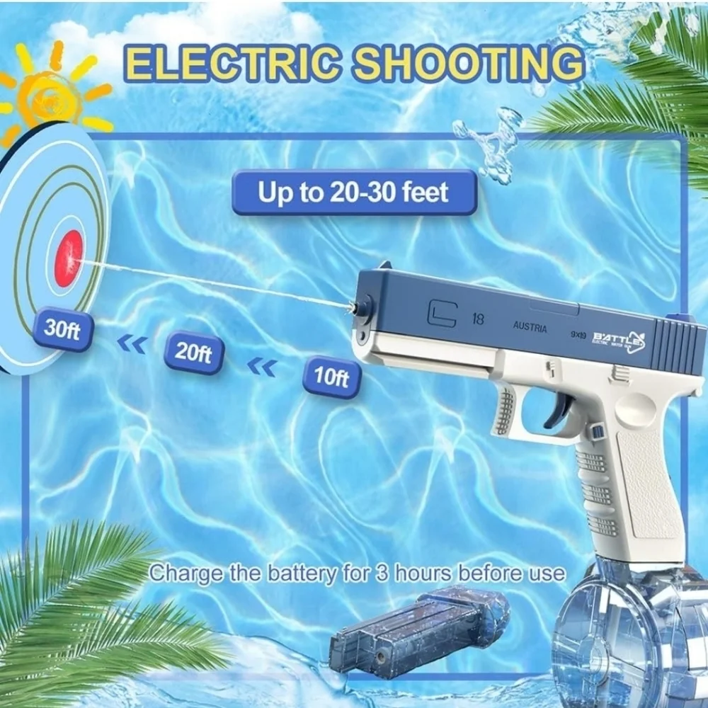 New 2023 Newest&Hottest Electric Water Gun, Blue Rechargeable Squirt Guns - Picture 9 of 11